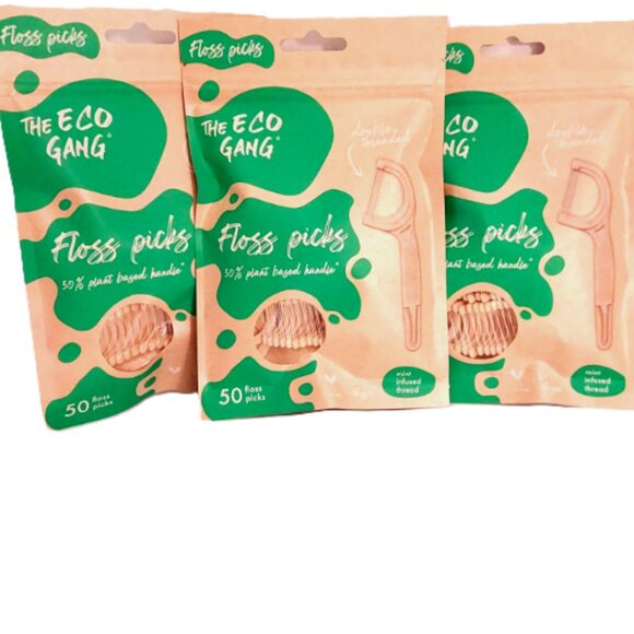 3 Pack Eco Gang Mint Floss Picks 50 Count Per Pack 150 Picks *SPECIAL* - Picture 1 of 2